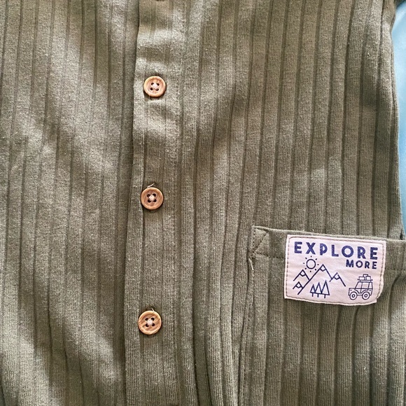 Okie Dokie Green Ribbed Footies One Piece - Picture 4 of 4